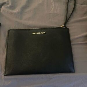 Michael Kors Black Leather Womens Clutch